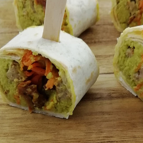 Hähnchen-Guacamole-Wrap-Röllchen