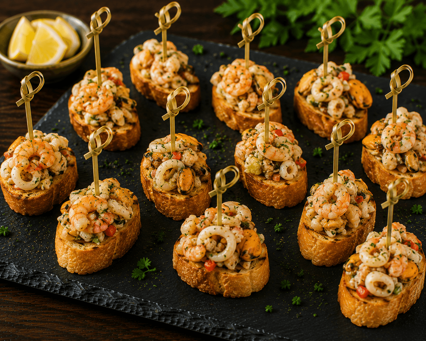 Spanische Meeresfrüchte-Pintxos